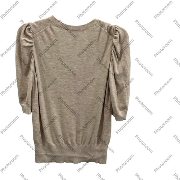 White House Black Market Beige V-Neck short sleeve Sweater - Picture 4 of 4
